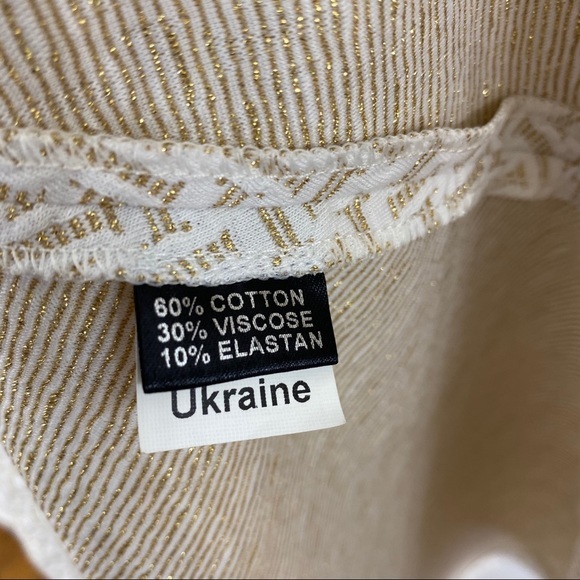 Iren Klairie | Ivory + Gold Appliqué Leaf Dress - Picture 10 of 10